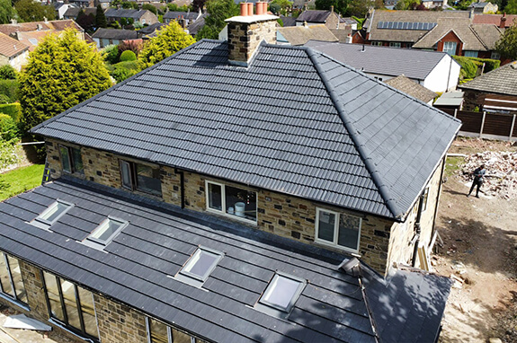 drone image of a completed roof